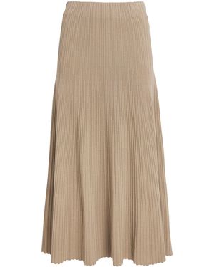 Agnona Cotton-Silk Midi Skirt - Natural