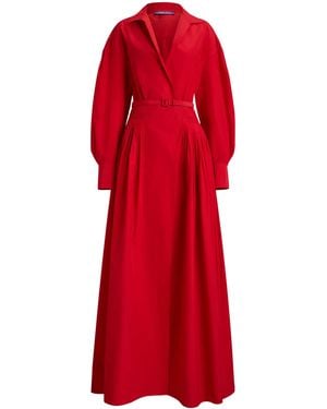 Ralph Lauren Cotton-Blend Poplin Daley Maxi Shirt Dress - Red