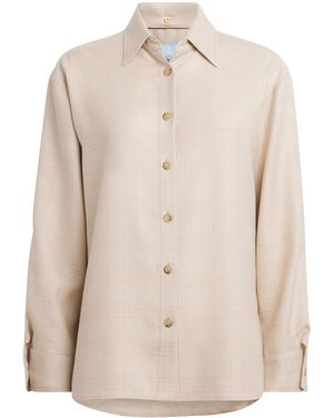 Colombo Cashmere-Silk-Linen Check Shirt - Natural