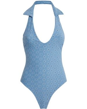 Devon Windsor Anais Open-Work Swimsuit - Blue