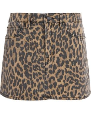 GOOD AMERICAN Leopard Good 90S Mini Denim Skirt - Metallic