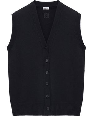 Loewe Wool Button-Up Jumper Vest - Blue