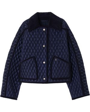 Burberry Quilted Cropped Jacket - Blue