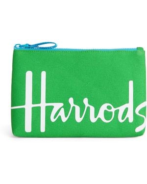 Harrods Small Cotton Logo Pouch - Green