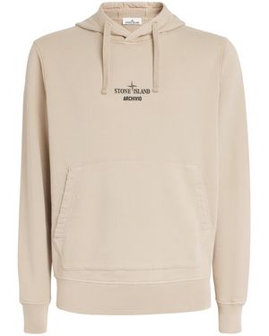 Stone Island Cotton Archivo Print Hoodie - Natural