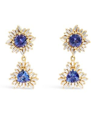 Suzanne Kalan Diamond And Sapphire One Of A Kind Drop Earrings - Blue