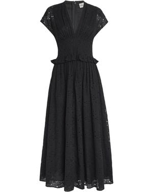 Tory Burch Broderie Anglaise Midi Dress - Black