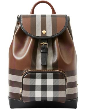 Burberry Check Backpack - Brown