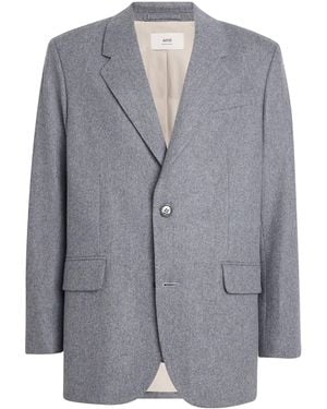 Ami Paris Wool Oversized Blazer - Grey