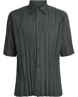 IM MEN Wrinkle Short-Sleeve Oversized Shirt - Gray