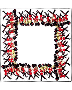Halcyon Days Silk Marching Down The Mall Scarf - Red