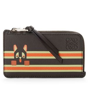 Loewe X Louis Wain Leather Futurist Cat Card Holder - Black