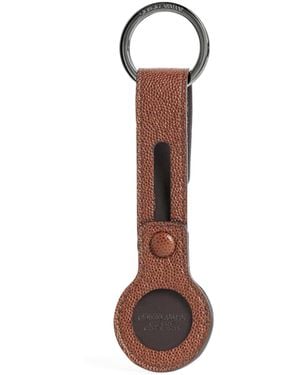 Giorgio Armani Leather Logo Keyring - White