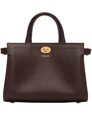 Burberry Mini Leather Cotswolds Check Tote Bag - Brown