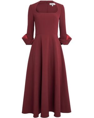 Safiyaa Crepe A-Line Midi Dress - Red