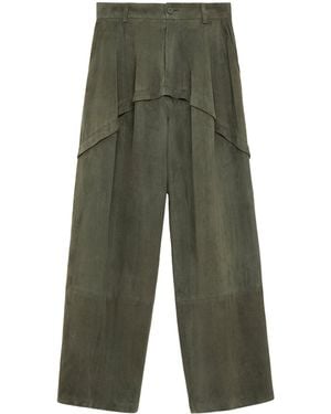 Loewe Suede Layered Pants - Green
