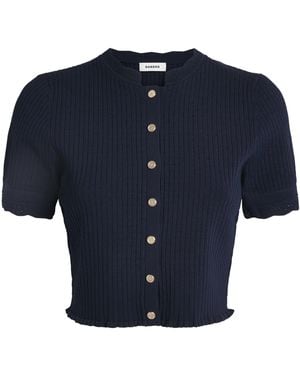 Sandro Rib-Knit Cropped Cardigan - Blue