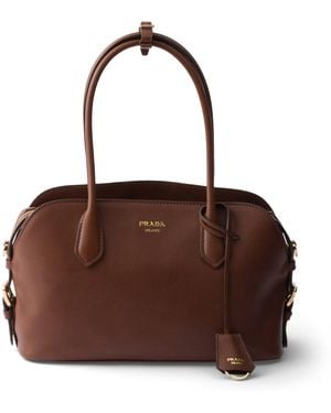 Prada Medium Leather Shoulder Bag - Brown
