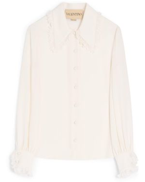 Valentino Silk Frilled Shirt - White