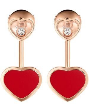 Chopard And Diamond Happy Hearts Earrings - Red
