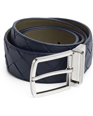 Bottega Veneta Leather Reversible Intrecciato Belt - Green