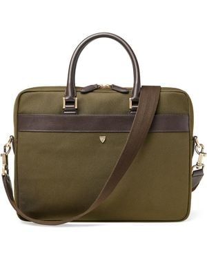 Aspinal of London Nylon Slim Briefcase - Green