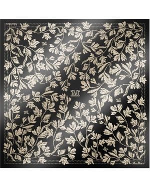 Max Mara Silk Printed Square Scarf - Black