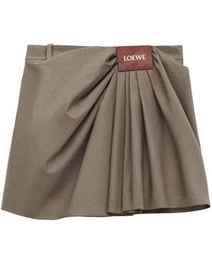 Loewe Cotton-Silk Draped Mini Skirt - Brown