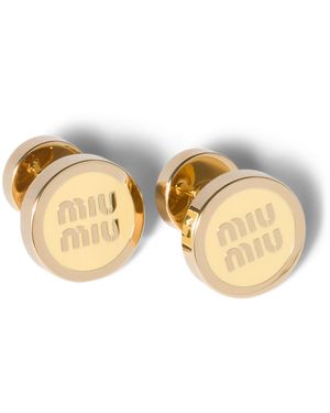 Miu Miu Enamel Logo Earrings - Natural