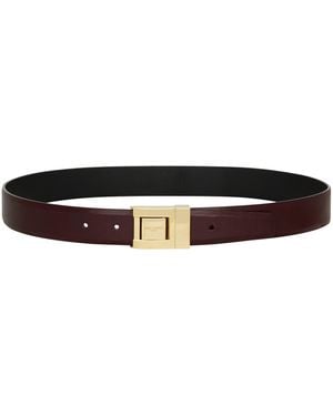 Saint Laurent Calfskin Logo Belt - Red