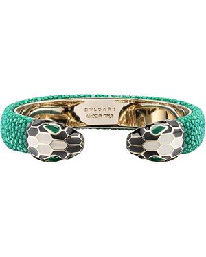 BVLGARI Leather Serpenti Forever Bangle (Medium) - Green
