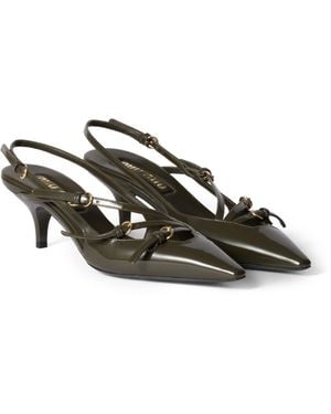 Miu Miu Patent Leather Slingback Court Shoes 55 - Green