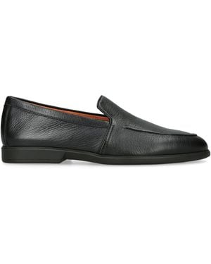 Santoni Leather Malibu Loafers - Black