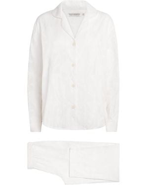 Desmond & Dempsey Floral Jacquard Pyjama Set - White