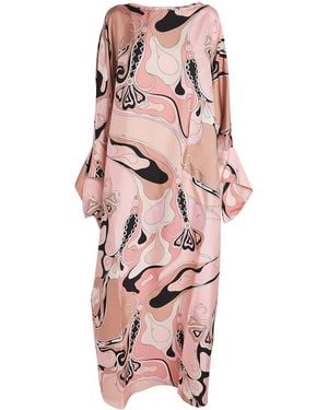 Emilio Pucci Silk Orchidee Print Maxi Kaftan - Pink