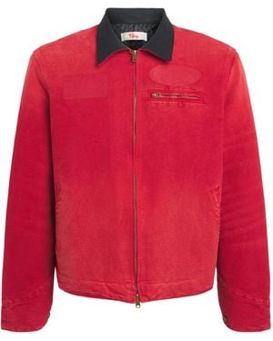 CHERRY LA Canvas Sun-Faded Work Jacket - Red