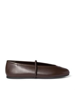 Miu Miu Nappa Leather Mary Jane Ballet Flats - Brown