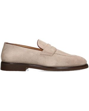 Brunello Cucinelli Suede Penny Loafers - Natural