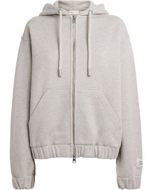 Ami Paris Cotton Zip-Up Hoodie - Grey