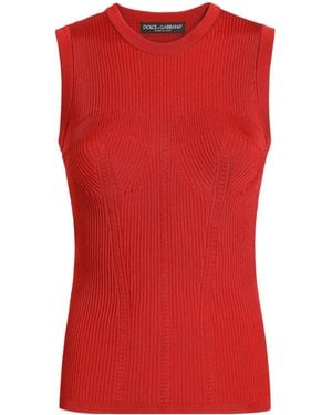 Dolce & Gabbana Corset-Stitch Top - Red