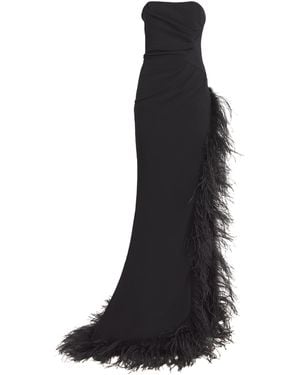 Alessandra Rich Feather-Detail Cady Gown - Black