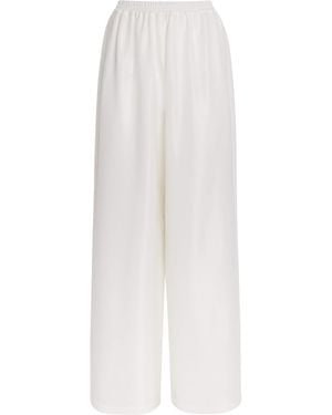 Eskandar Silk Plissé Wide-Leg Trousers - White