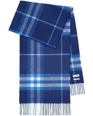 Burberry Cashmere Check Scarf - Blue