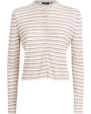 Theory Linen-Blend Stripe Cardigan - White