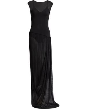 Balmain Long Draped Dress - Black