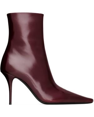 Saint Laurent Leather Ashley Ankle Boots 90 - Purple