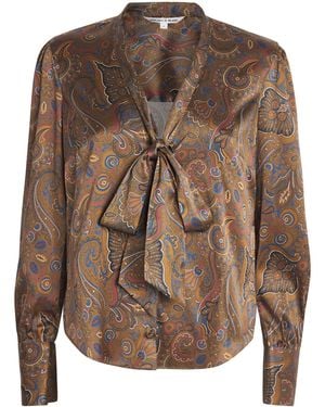 Veronica Beard Stretch-Silk Paisley Francine Blouse - Brown