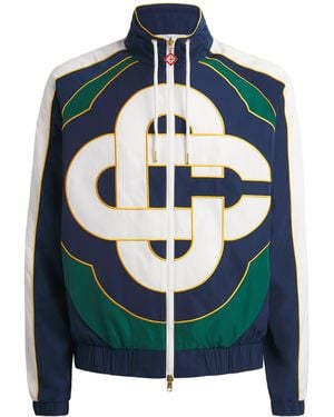 CASABLANCA Check Appliqué Windbreaker Jacket - Blue