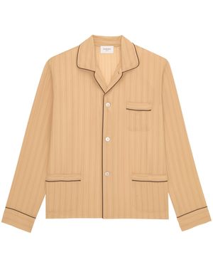 Saint Laurent Silk Stripe Pyjama Top - Natural