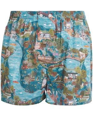 Derek Rose Cotton Printed Ledbury Boxer Shorts - Blue